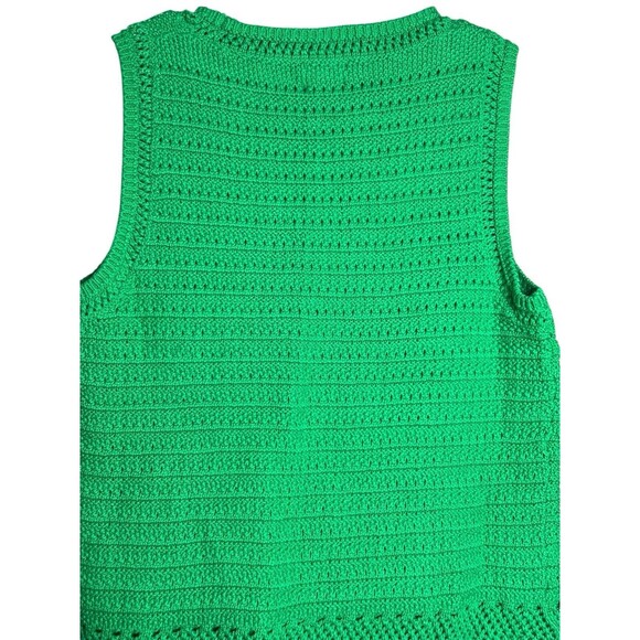 J Crew Womens Sweater Vest XS Kelly Green Crochet Knit Boho Twee Layering School - Picture 8 of 10
